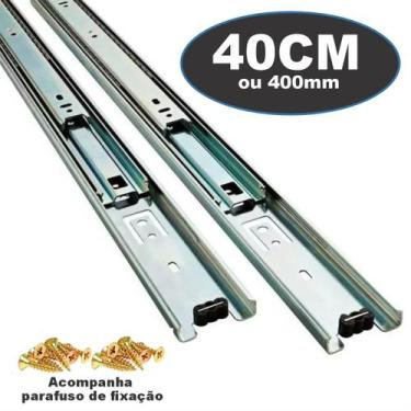Imagem de Corrediça Gaveta Trilho Telescópico 40cm 40kg 4 Pares - METALNOX