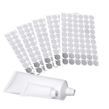 Imagem de 300 peças/5 folhas 15 mm prata redonda folha de alumínio adesivo de vedação adesivos de garrafa de óleo essencial tampa de garrafa etiqueta de vedação para pasta de dente tubo macio cosmético