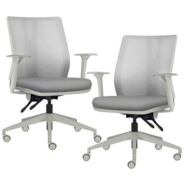 Imagem de Kit 2 Cadeiras de Escritório Giratória Diretor Flow F02 Base Cinza Sin
