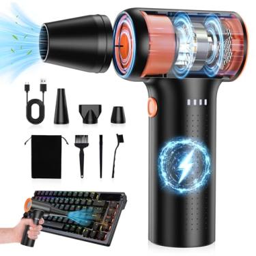 Imagem de Espanador de ar comprimido de 10000 mAh, espanador de ar elétrico super potente de 300000 RPM, espanador de ar recarregável sem fio Turbo soprador a jato substitui o mini soprador de ar enlatado de 3