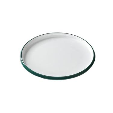 Imagem de Prato de prato de osso comercial redondo, prato de porcelana de imitação de restaurante - verde escuro e branco A127-8.2