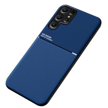 Imagem de LYJSMGZ Capa para Samsung Galaxy S25 Ultra/S25 Plus/S25, couro executivo, antiderrapante, à prova de choque, capa fina, suporte para sucção magnética de veículos, azul, S25