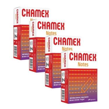 Imagem de Kit 4 Mini Bloco Anotação s/pauta Chamex Notes 75g 80x115mm