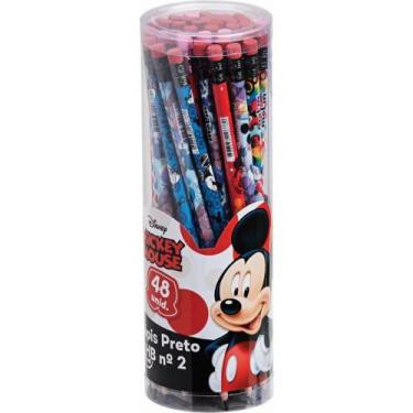 Imagem de Lápis Preto Sextavado Decorado Mickey HB Nº2 com Borracha Pote com 48 