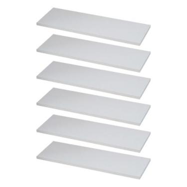 Imagem de KIT 6 Prateleiras Estante 60x20 Madeira MDF Branco Nicho Quarto Sala +
