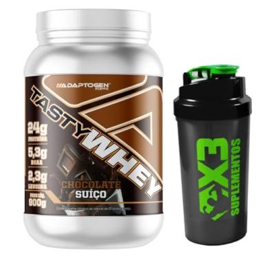 Imagem de Tasty Whey 3W Sabor Chocolate 900g - Adaptogen Science + Coqueteleira 600ml - X3 Suplementos