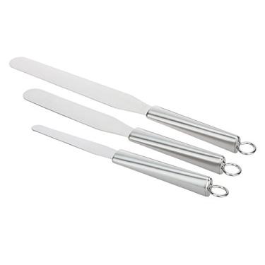 Imagem de Korlin Espátula de cobertura reta, conjunto de espátulas para decoração de bolos de aço inoxidável de 10 cm, 15 cm e 20 cm
