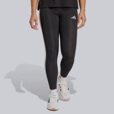 Imagem de Calça Legging Adidas 3 Stripes Feminina Preta e Branca, G