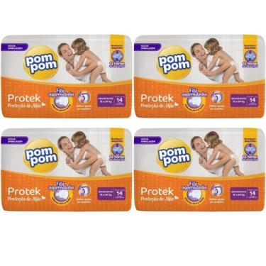 Imagem de KIT 4 Fraldas Pom Pom Protek Grandinhos c/ 14 unidades - POMPOM GRANDI