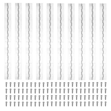 Imagem de PATIKIL Dobradiça de piano de 35,5 x 3,5 cm, dobradiça contínua de aço inoxidável 10Plver 304 com furos para porta de portão de piano, caixa de armazenamento de madeira, barco de armário, prata