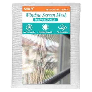 Imagem de Sukh 120x300cm Tela De Janela De Malha - Tela De SubstituiçãO De Janela Varanda Fibra Vidro Para Reparo Rede PáTio Janela Mosquitero Para Puertas De Casa Porta à Prova De Animais EstimaçãO (Branco)