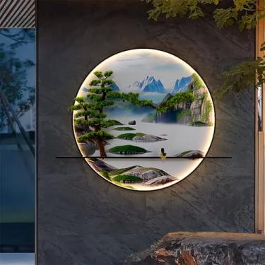 Imagem de Luminária de parede contemporânea para paisagem externa em pinho, à prova d'água, mural chinês, criativa, elétrica, varanda, corredor, pátio, vila, jardim, comunidade, decoração de parede LE