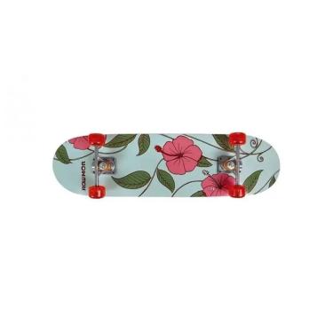 Imagem de Skate Caveira Floral Alumínio Rodas Em Gel 79X20Cm Mor