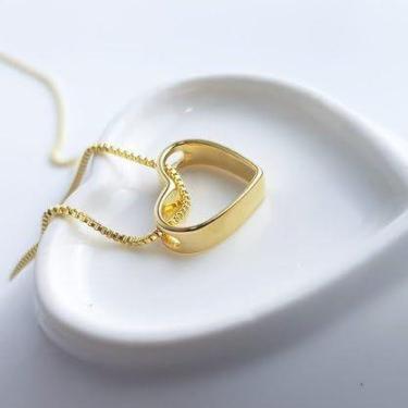 Imagem de Corrente Veneziana Coração Vazado Colar 45cm Banhado A Ouro 18K - Le B