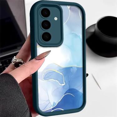 Imagem de Capa de silicone com padrão de mármore para Samsung Galaxy S25 S24 S23 S22 Ultra Plus S21 S23 S20 FE A56 A55 A54 A53 A52 A34 A14 5G, A407 azul, para Samsung S24Ultra