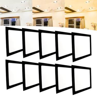 Imagem de Kit 10 Painel Plafon Led 18w Embutir Quadrado Preto Bivolt (Branco Frio)