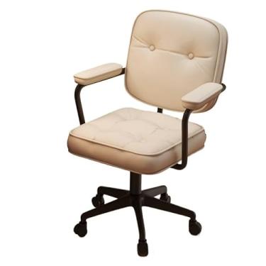 Imagem de Cadeira de escritório Cadeira de escritório pequena imitação de couro quarto cadeira de computador casa confortável cadeira de escritório cadeira giratória de elevação com rodas cadeira de computador(