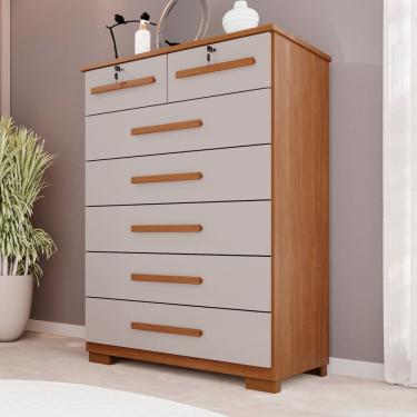Imagem de Cômoda para Quarto 7 Gavetas Topázio Expresso Móveis Cinamomo / Off White
