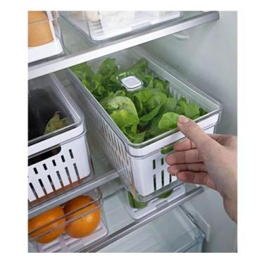 Imagem de Organizador De Geladeira Acrílico Cesto De Drenagem 5 Litros - OU