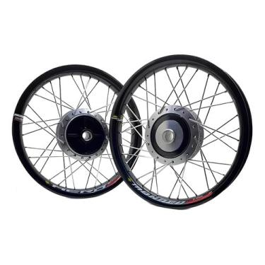 Imagem de Par Roda Aro Monaco Cubo Diamantado Titan 150 Fan 150 Inox