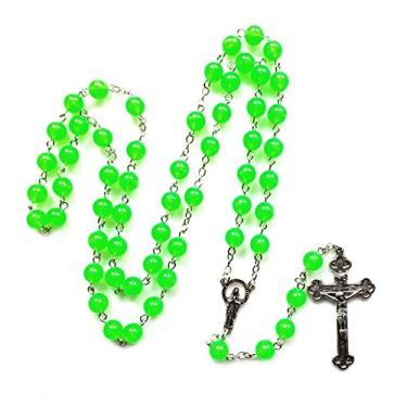 Imagem de caralin Rosário que brilha no escuro, luminoso, noctilucente, para colar catolicismo judeu liga acrílica luminosa