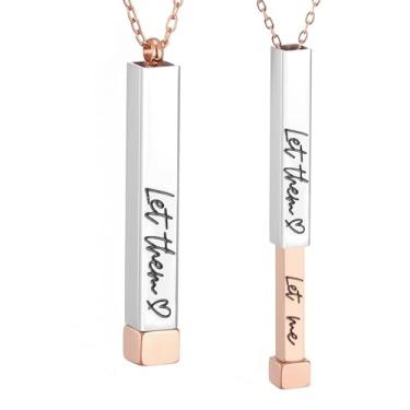 Imagem de SKQIR Be Kind of a Badass Colares femininos com mensagem oculta para melhores amigas irmãs, presentes inspiradores engraçados, colares com pingente de barra vertical, joias, presentes de mordaça para