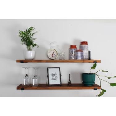 Imagem de Kit 4 Prateleira Industrial Com Mão Francesa De Ferro Invertida Nicho Decoração Rustica(Envelhecida,1)