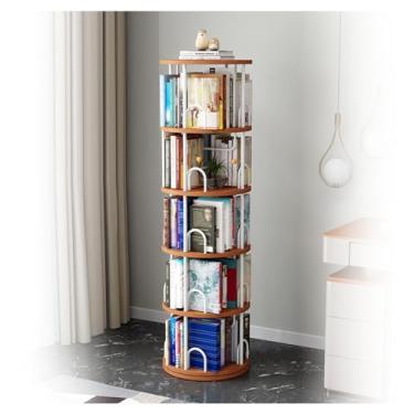 Imagem de AKALNNB Estante rotativa, suporte de exibição de CD no chão, rack de exibição de armazenamento de unidade de 5 níveis, fácil de montar para quarto, sala de estudo, escritório, sala de estar