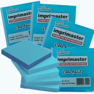 Imagem de 10 Blocos Recados 76x76mm Cole Fácil Azul Royal 1000 Folhas
