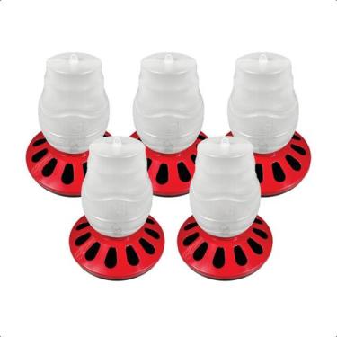 Imagem de Kit 5 Comedouro Frango Aves Alimentador 5L Rosca 12 Furos - AVIPET