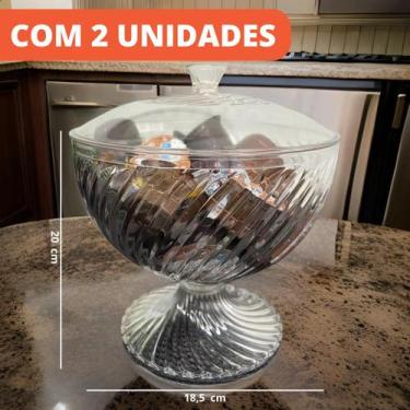 Imagem de Kit 2 Baleiro com Tampa Bomboniere Acrílico Twist Sobremesa - Plasutil