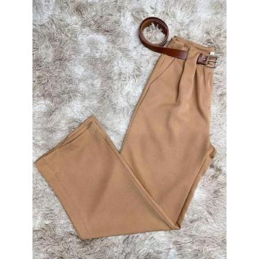 Imagem de Calça alfaiataria com Anel Larga feminina social pantalona wide leg - 