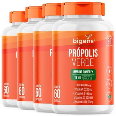 Imagem de Bigens kit 4x própolis verde alecrim complex 60 caps - BIOGENS