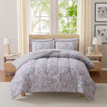 Imagem de Jogo de edredom de casal Paisley com bolso profundo com cantos elásticos, edredom aconchegante, fronhas e fronhas – Roupa de cama de microfibra macia para todas as estações – Lavável na máquina