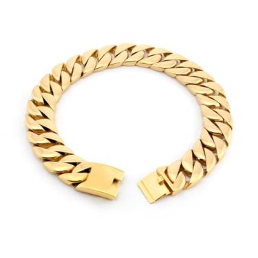 Imagem de SDA Colar de corrente de ouro grosso – Aço cirúrgico 316L pesado e impermeável com revestimento de ouro 18K para homens e mulheres modernos na moda hip hop, 50 cm, aço inoxidável, sem pedra preciosa