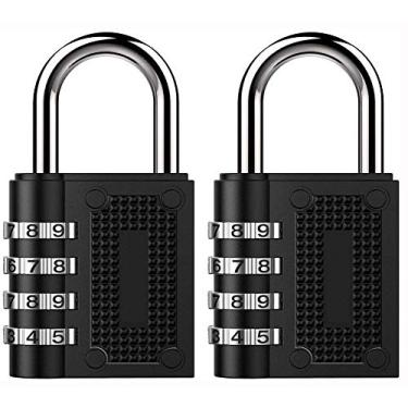 Imagem de Emoly Cadeado de combinação de 4 dígitos atualizado para ambientes externos à prova de intempéries, cadeado para armário de academia, armário de ferrolho, cerca, caixa de ferramentas (preto)