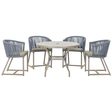 Imagem de Mesa com 4 Cadeiras de Jantar Roma 100cm e Noronha em Aluminío