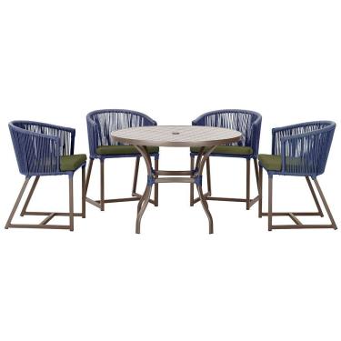 Imagem de Mesa com 4 Cadeiras de Jantar Roma 100cm e Noronha em Aluminío