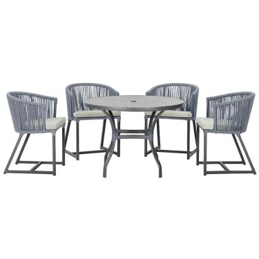 Imagem de Mesa com 4 Cadeiras de Jantar Roma 100cm e Noronha em Aluminío