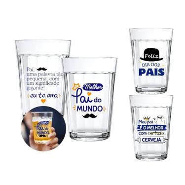 Imagem de Kit 2 Copos Americanos Personalizado Dia Dos Pais 190ml Vidro Personalizado Lembrancinha Criativa (Pai Mundo)