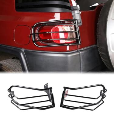 Imagem de Capa de proteção de lanterna traseira de carro compatível com Toyota FJ Cruiser 2007-2021 grades de luz traseira de carro guarda luz traseira lâmpada de rede protetora capa de acabamento de farol