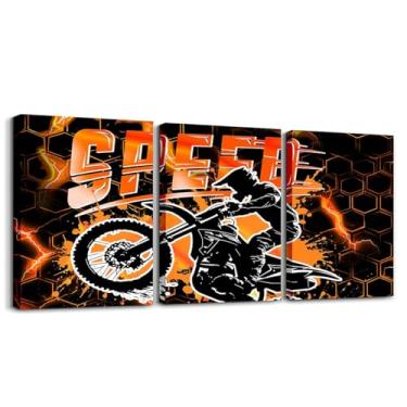 Imagem de Feelyou Arte de parede infantil em tela de bicicleta suja para sala de estar quarto corrida motocross imagem decoração de parede meninos meninas motocicleta pintura de parede esportes radicais