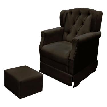 Imagem de Poltrona Cadeira De Amamentação Balanço E Puff Ternura Suede Star Confort Marrom