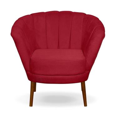 Imagem de Poltrona Cadeira Pétala Flor Decorativa Suede Vermelho