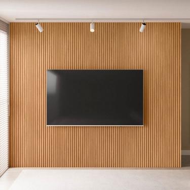 Imagem de Painel para TV Até 90 Polegadas Arconte Ripado 100% Mdf Natural Fosco 810010 - Pnr Móveis
