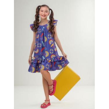 Imagem de Vestido Rodado Feminino Sê Tu Benção Roxo Com Arco Íris, Roxo, 10