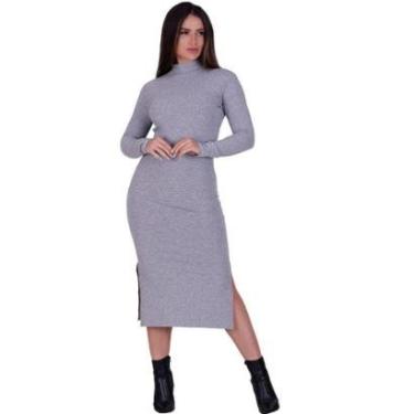 Imagem de Vestido Manga Longa Gola Alta Inverno Midi Patrícia cor:;tamanho:M-Feminino