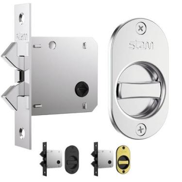 Imagem de Fechadura Stam 1006S WC para porta de correr embutir com puxador de de