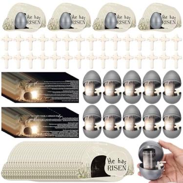 Imagem de VioraWhite 30 Conjuntos/120 Peças De Ovos Páscoa Vazios Para Túmulo, Cartão Com Contas Cruzadas, Folhetos Evangélicos, Ressurreição, Religiosos, Jesus Crianças, Adultos, Escola Dominical, Presentes