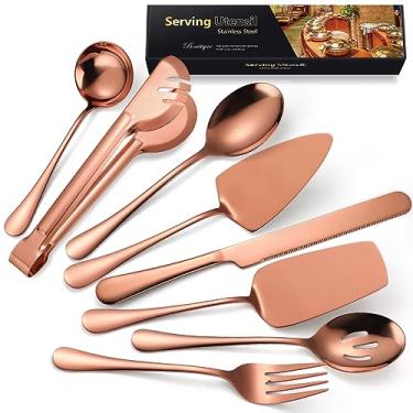 Imagem de AARAINBOW Conjunto Requintado De 8 Utensílios Para Servir, Aço Inoxidável Com Colheres, Comida Festas, Buffet Doméstico Grande (8 Rosa Dourado)…